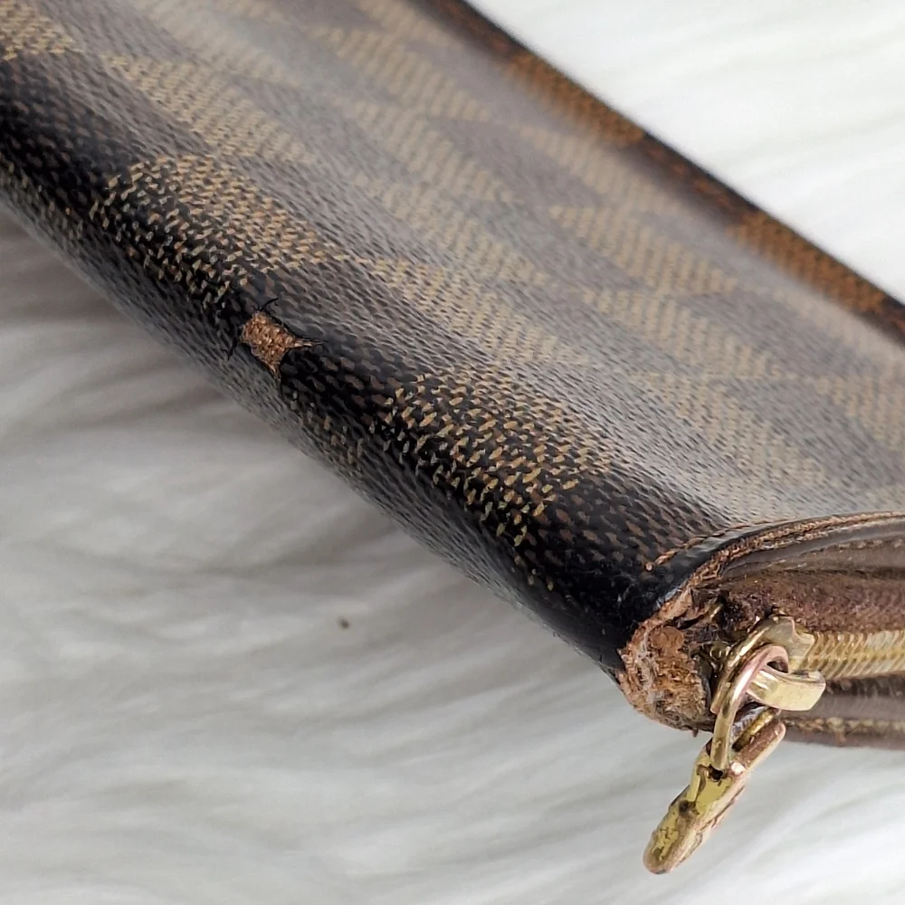 LOUIS VUITTON Zippy Damier Long Zipper Wallet LV Brown